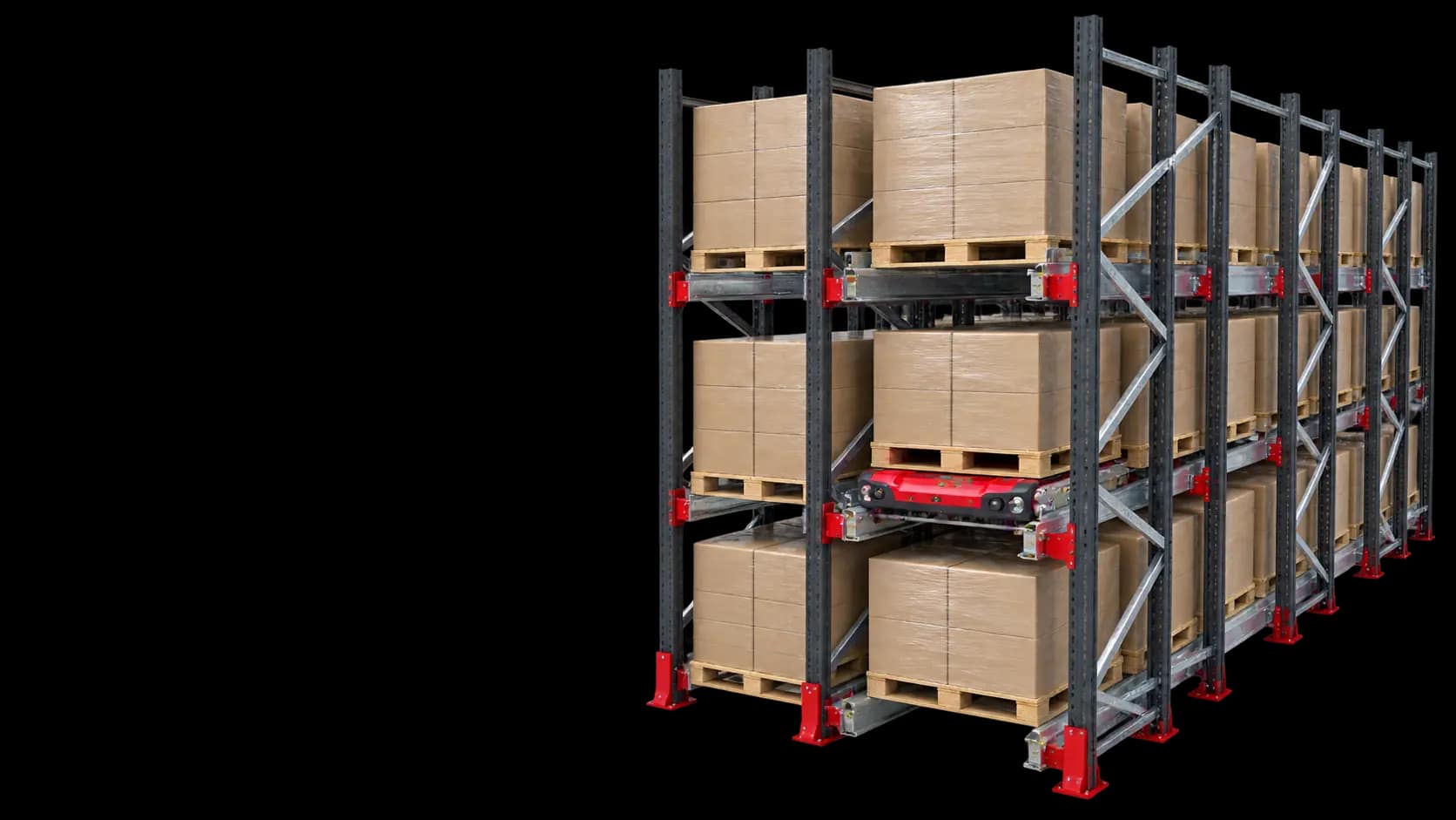 Проектная визуализация системы хранения: стеллажи pallet shuttle