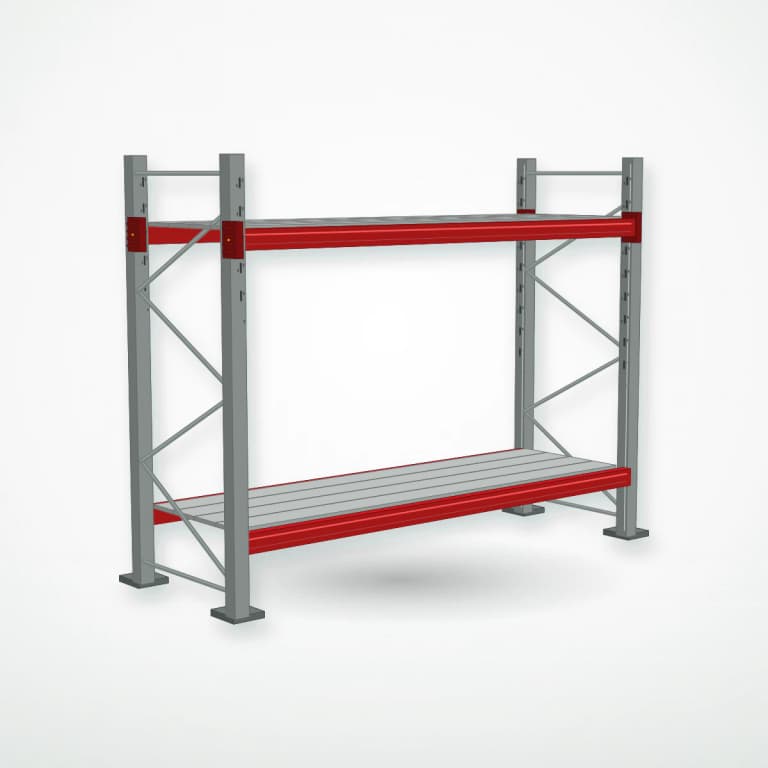 Паллетный фронтальный стеллаж с металлическими полками PF-DECK MET900, 2000×2500×785 мм, 2 ур., 850 кг/ур., основная секция — Maxstore
