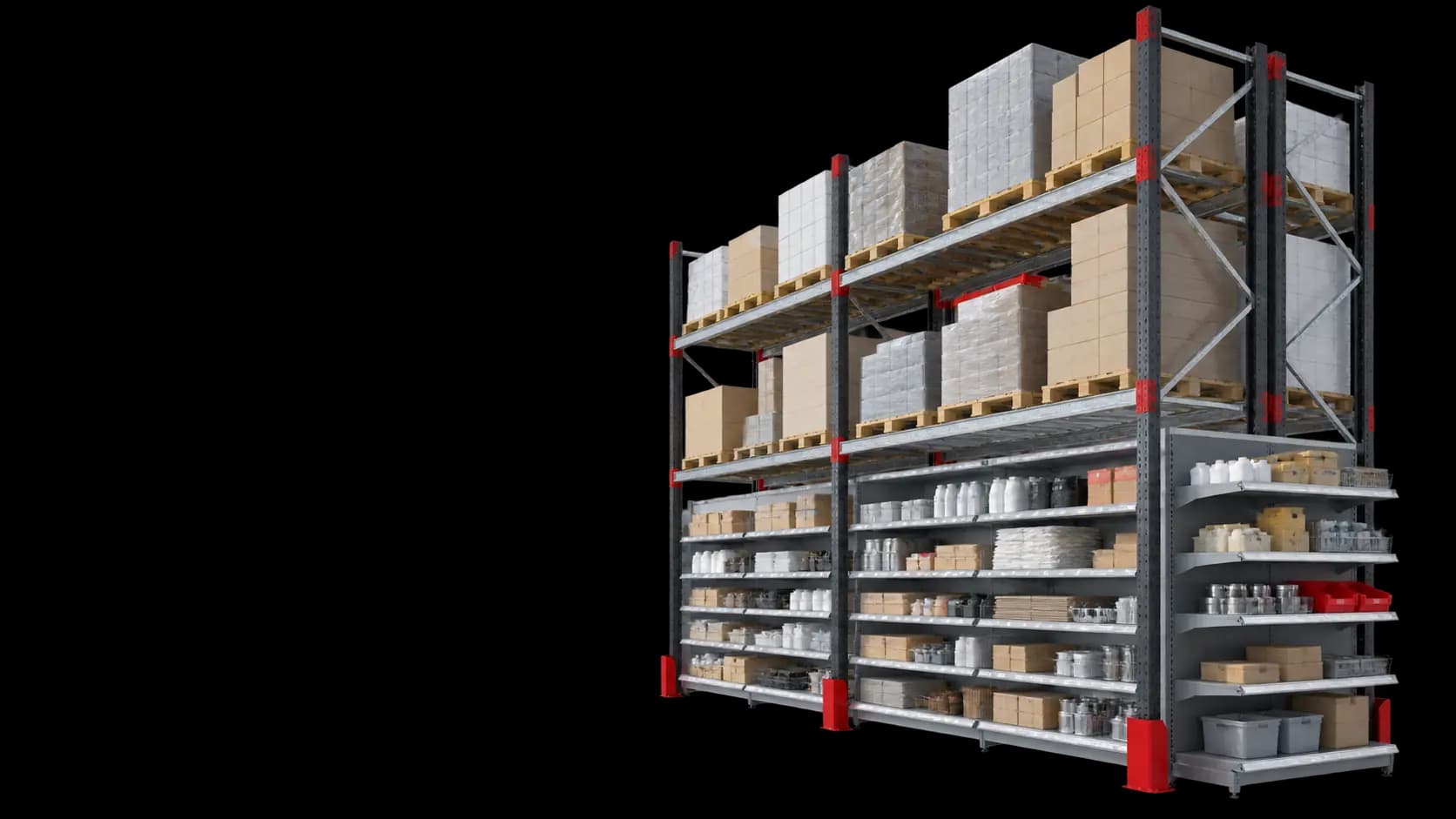 Проектная визуализация системы хранения: стеллажи cash & carry