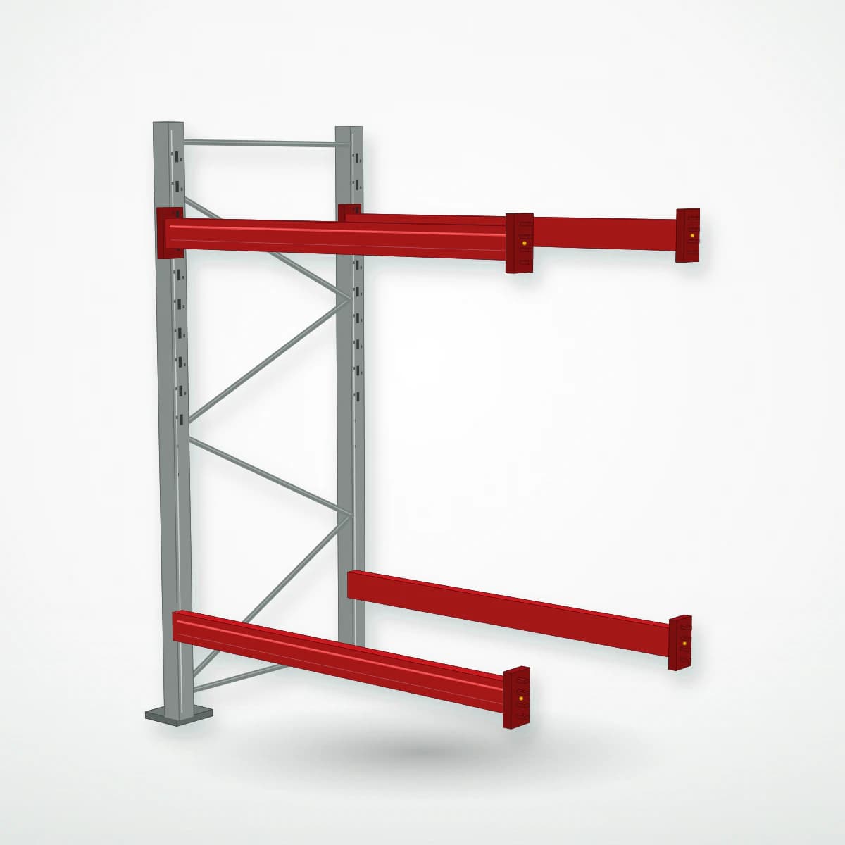 Паллетный фронтальный стеллаж без настила PF-STD D1100, 2500×1800×1100 мм, 2 ур., 2200 кг/ур., дополнительная секция — Maxstore: вид с частичной загрузкой