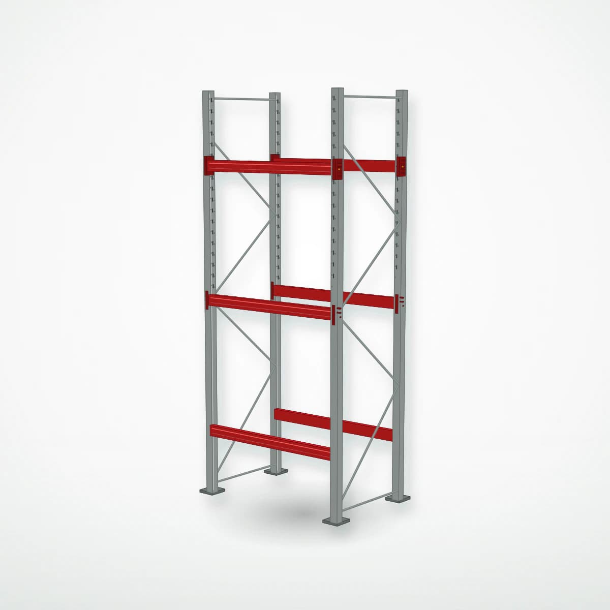 Паллетный фронтальный стеллаж без настила PF-STD D1100, 4500×1800×1100 мм, 3 ур., 2200 кг/ур., основная секция — Maxstore: вид с частичной загрузкой