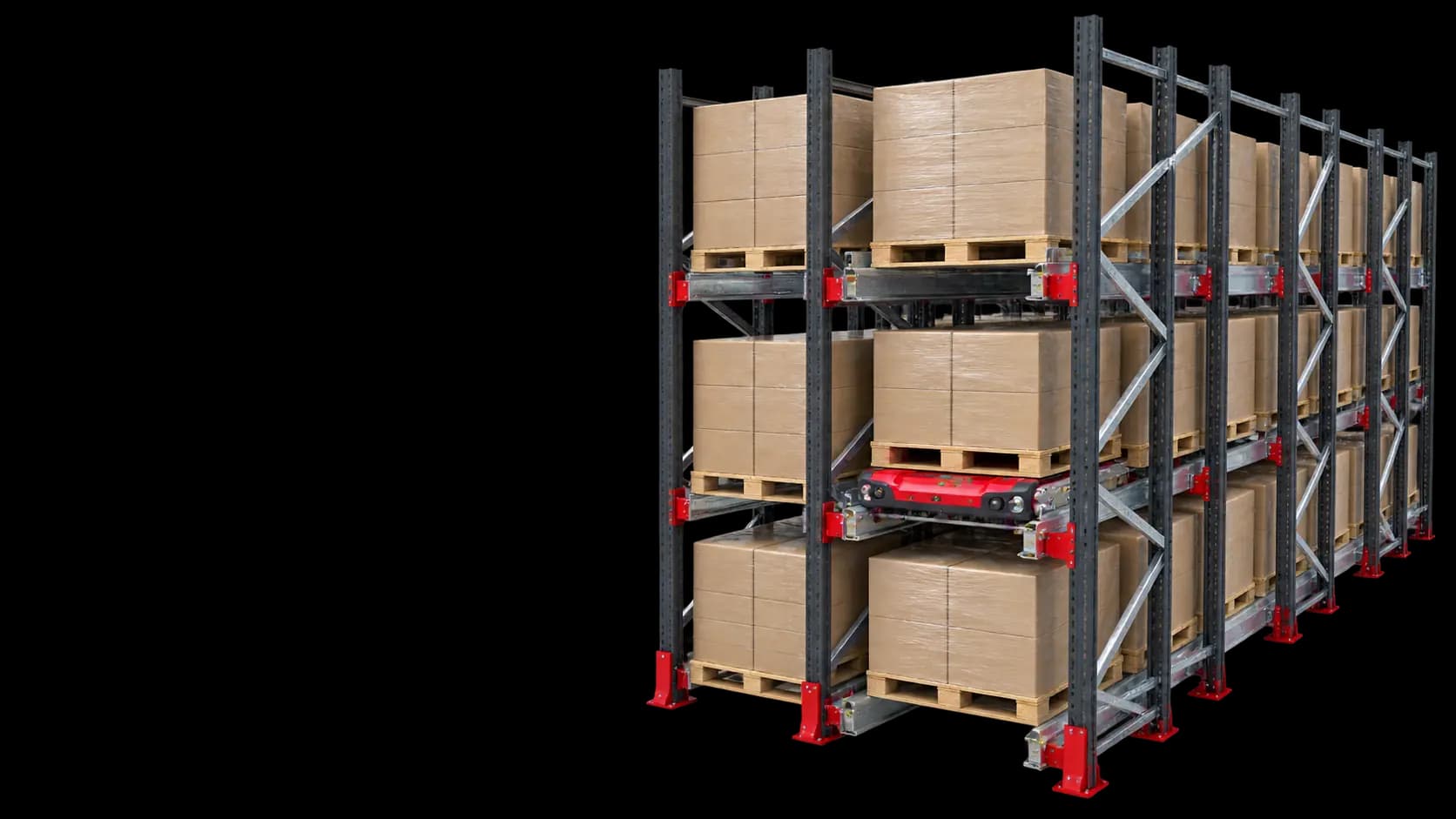 Проектная визуализация системы хранения: стеллажи pallet shuttle